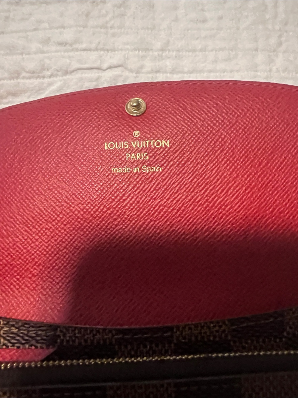Louis Vuitton Brown Damier Wallet with Red snap close and Interior - Picture 2 of 8